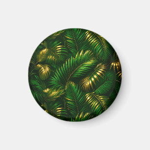 Golden Tropical Leaves Jungle Luxe Magnet