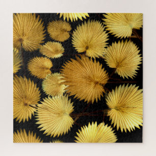Golden Tropical Leaves: Licuala Elegance Jigsaw Puzzle
