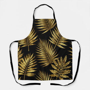 Golden Tropical Leaves Luxe Pattern Apron