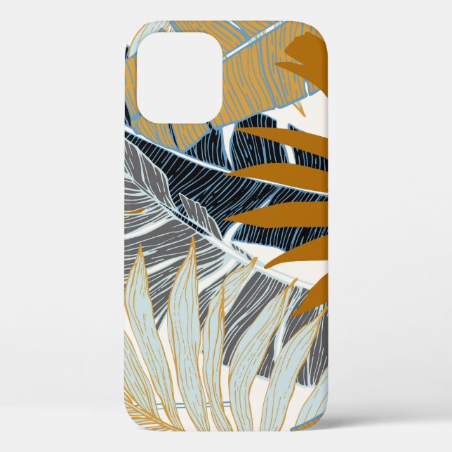 Golden Tropical Leaves Silhouette Case-Mate iPhone Case (Back)
