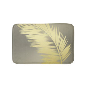 Golden Tropical Palm leaves  Bath Mat