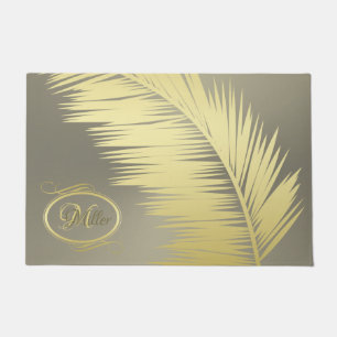Golden Tropical Palm leaves  Doormat
