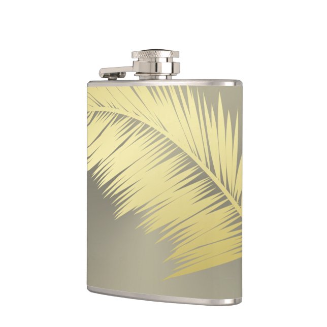 Golden Tropical Palm leaves  Hip Flask (Left)