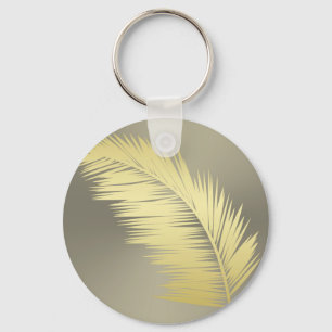 Golden Tropical Palm leaves Key Ring