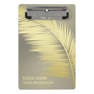 Golden Tropical Palm leaves Monogram Mini Clipboard