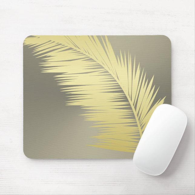 Golden Tropical Palm leaves  Mouse Pad (With Mouse)