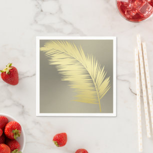 Golden Tropical Palm leaves  Napkin