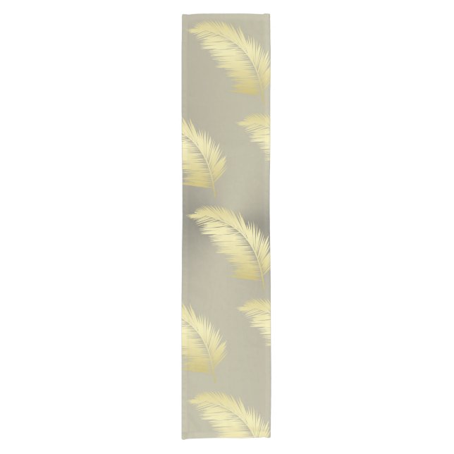 Golden Tropical Palm leaves  Short Table Runner (Front)
