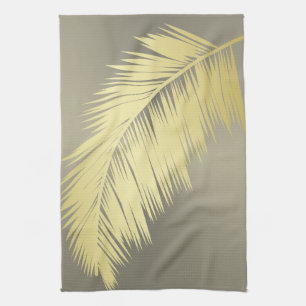 Golden Tropical Palm leaves  Tea Towel
