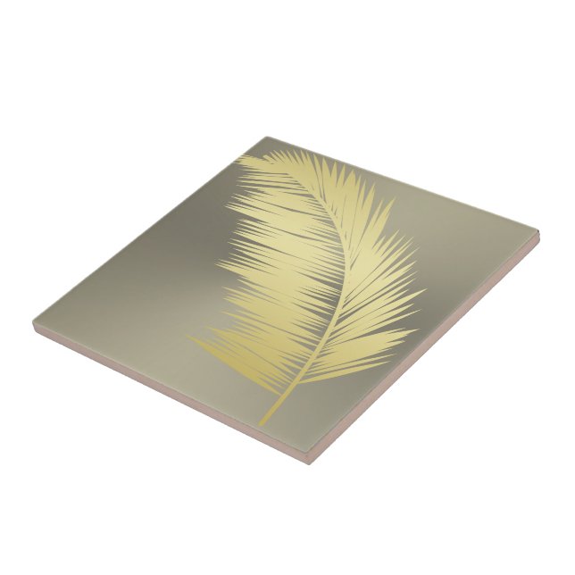 Golden Tropical Palm leaves  Tile (Side)