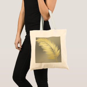 Golden Tropical Palm leaves Tote Bag