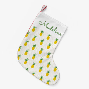 Golden Tropical Pineapples   Add Your Name Small Christmas Stocking