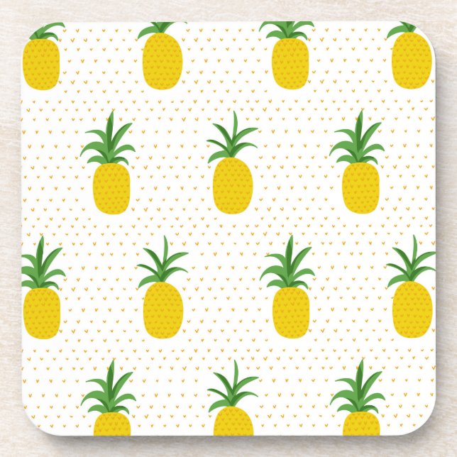 Golden Tropical Pineapples Coaster (Front)