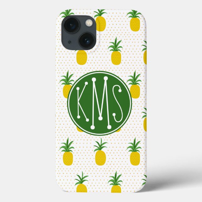 Golden Tropical Pineapples | Monogram Case-Mate iPhone Case (Back)