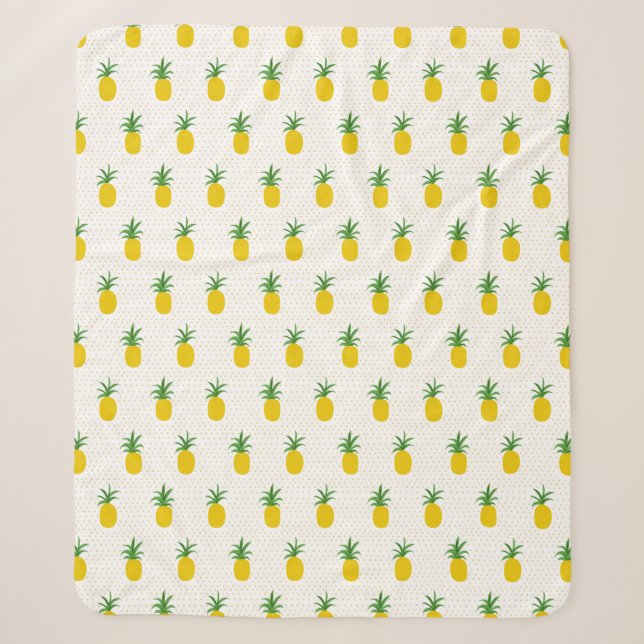 Golden Tropical Pineapples Sherpa Blanket (Front)