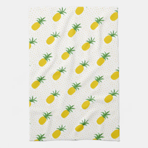 Golden Tropical Pineapples Tea Towel