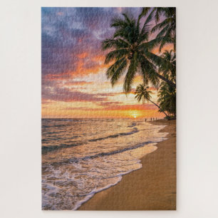 Golden Tropical Sunset Beach Puzzle