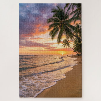 Golden Tropical Sunset Beach Puzzle