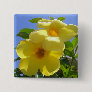 Golden Trumpet Flowers I 15 Cm Square Badge