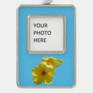 Golden Trumpet Flowers I Silver Plated Framed Ornament