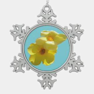 Golden Trumpet Flowers I Snowflake Pewter Christmas Ornament