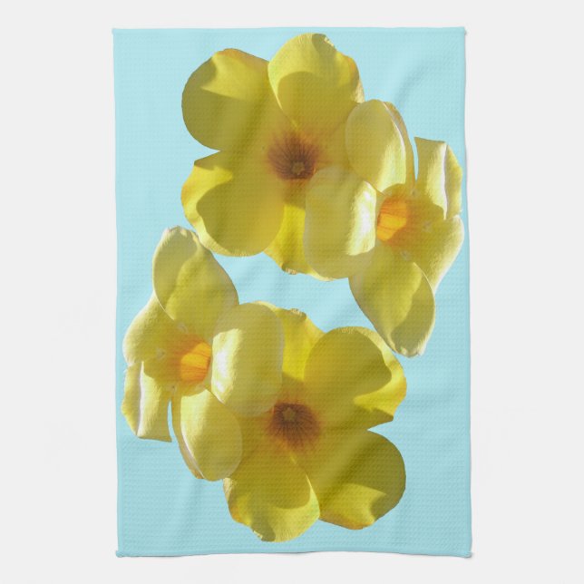 Golden Trumpet Flowers I Tea Towel (Vertical)