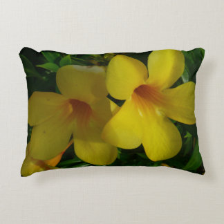 Golden Trumpet Flowers II Tropical Decorative Cushion