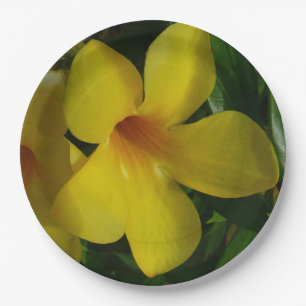Golden Trumpet Flowers II Tropical Paper Plate