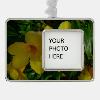 Golden Trumpet Flowers II Tropical Silver Plated Framed Ornament