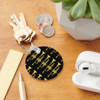 Golden Trumpet Music Theme Key Ring