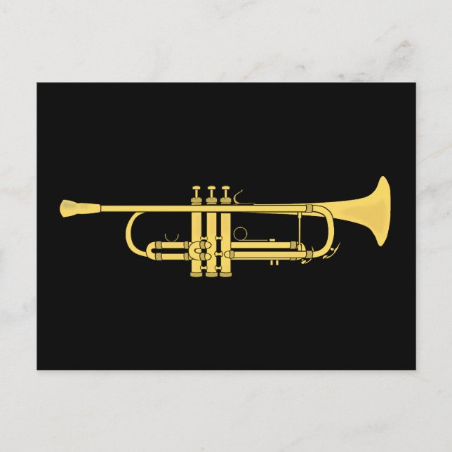 Golden Trumpet Music Theme Postcard (Front)