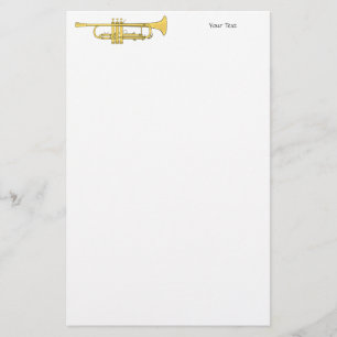 Golden Trumpet Music Theme Stationery