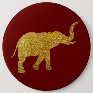Golden Trumpeting Elephant 6 Cm Round Badge