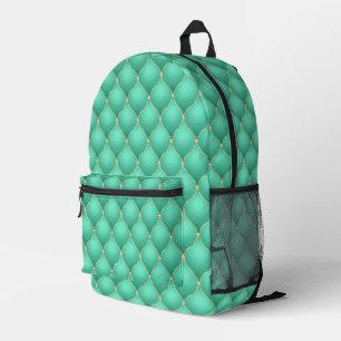 Golden Tufted Teal Blue Printed Backpack