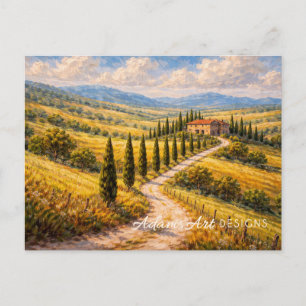 Golden Tuscan Countryside Villa Landscape Postcard