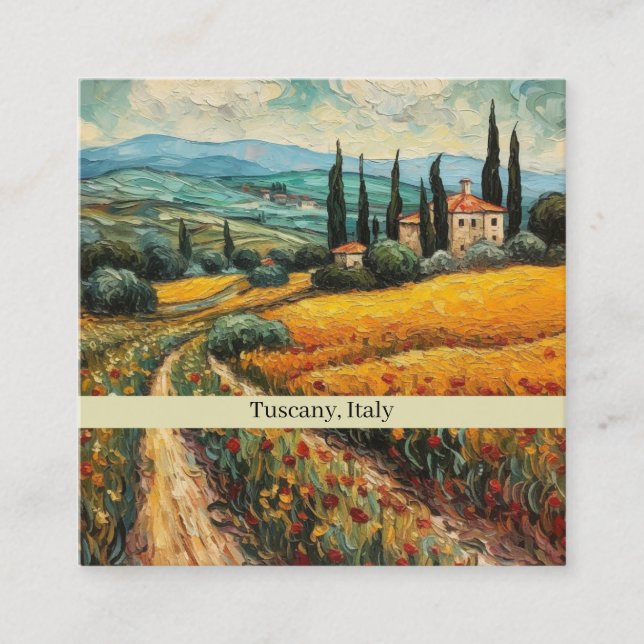 Golden Tuscany Dreams Square Business Card (Front)
