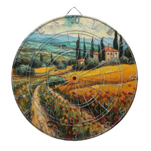 Golden Tuscany Wildflower Countryside Landscape Dartboard