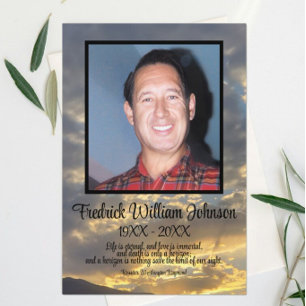 Golden Twilight Cloud Photo Funeral Program Programme