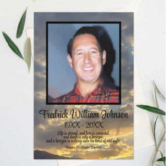 Golden Twilight Cloud Photo Funeral Program Programme