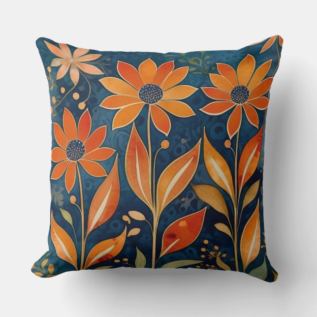 Golden Twilight Floral Cushion (Front)
