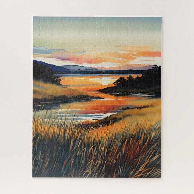 Golden Twilight Reflections Jigsaw Puzzle (Vertical)
