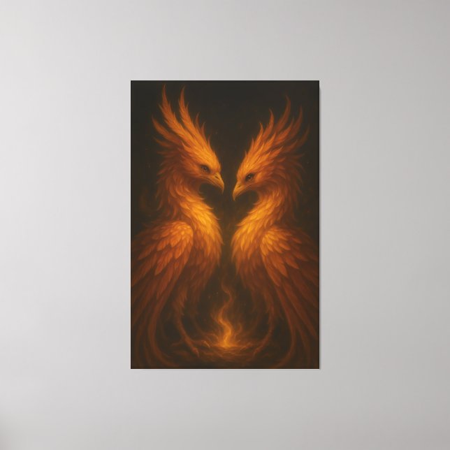 Golden Twin Phoenix • Luxury Fine Art Canvas (Front)