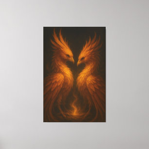 Golden Twin Phoenix • Luxury Fine Art Canvas Print