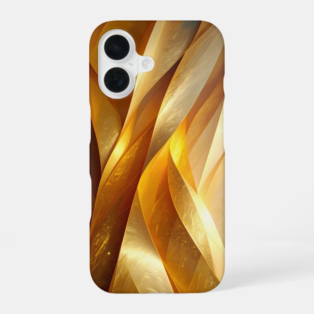 Golden Twist Abstract iPhone 16 Case (Back)
