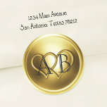 Golden Two Hearts Intertwined Wedding Black Classic Round Sticker<br><div class="desc">Golden Two Hearts Intertwined  Wedding Black Designed by Carrie Fink.  Printed and shipped by Zazzle or their partners.</div>