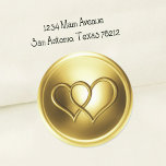Golden Two Hearts Intertwined Wedding Classic Round Sticker<br><div class="desc">Golden Two Hearts Intertwined  Wedding Designed by Carrie Fink.  Printed and shipped by Zazzle or their partners.</div>