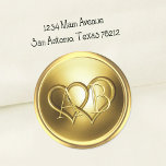 Golden Two Hearts Intertwined Wedding Classic Round Sticker<br><div class="desc">Golden Two Hearts Intertwined  Wedding Designed by Carrie Fink.  Printed and shipped by Zazzle or their partners.</div>