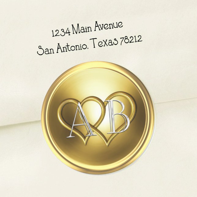 Golden Two Hearts Intertwined Wedding Classic Round Sticker (Creator Uploaded)