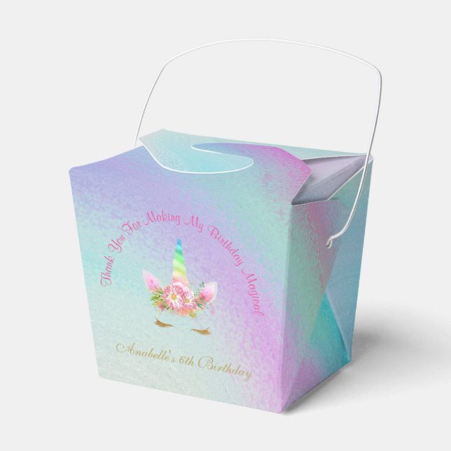 Golden Unicorn Rainbow Thank You Chinese Take Out Favour Box (Front Side)