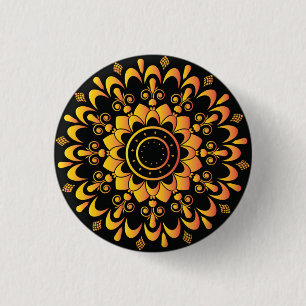 Golden Unique Mandala Design 3 Cm Round Badge